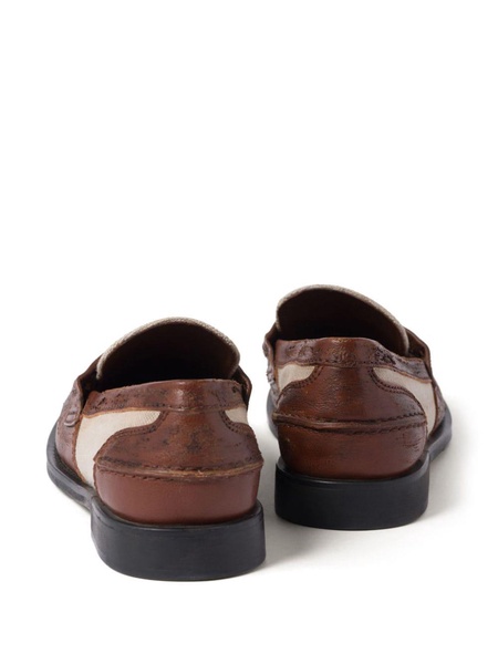 penny-appliqué panelled loafers