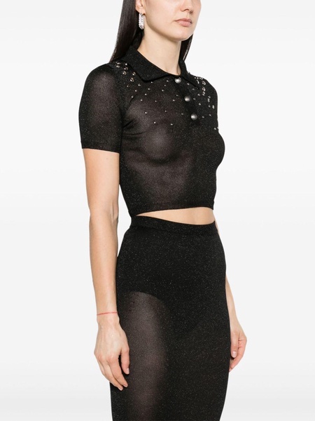 lurex studded polo top