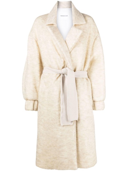 belted down-filled trench coat