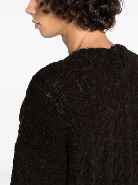 Aran-knit wool jumper