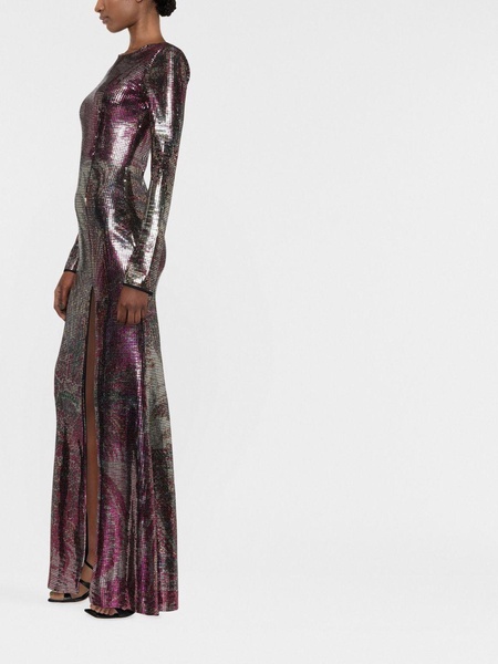 metallic floor-length dress