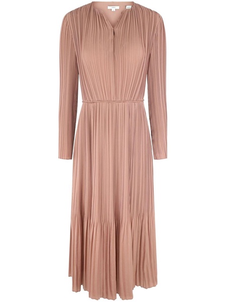 pleated long-sleeve dress