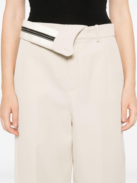 foldover waist gabardine trousers