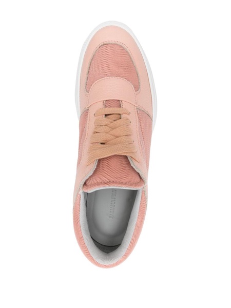 mesh-panels leather sneakers