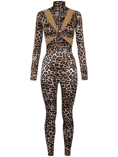 leopard-print cut-out jumpsuit