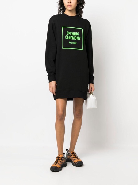 embossed-logo crewneck dress