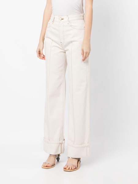 logo-patch wide-leg jeans