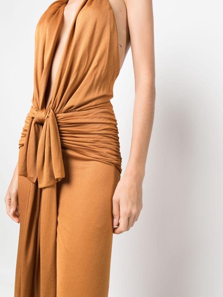 plunging V-neck draped gown