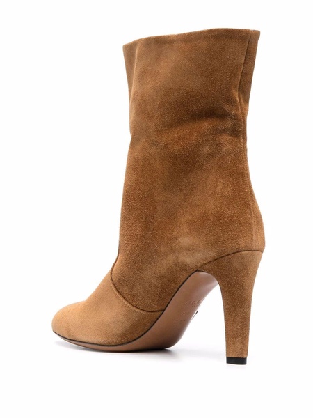 heeled suede boots