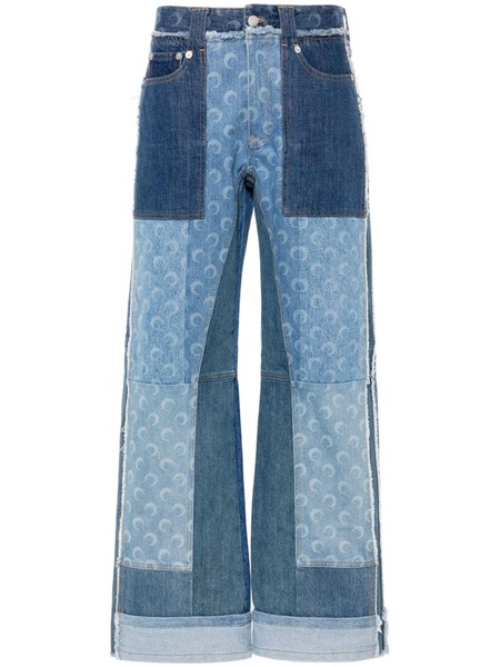 patchwork straight-leg jeans