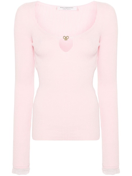 logo-plaque ribbed-knit top