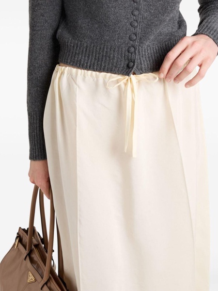 drawstring-waist silk midi skirt