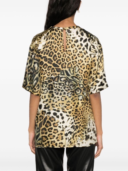 leopard-print silk blouse