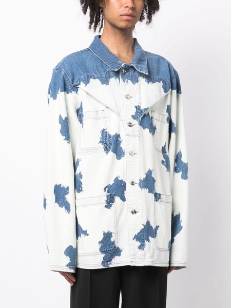 bleach-effect button-up denim jacket