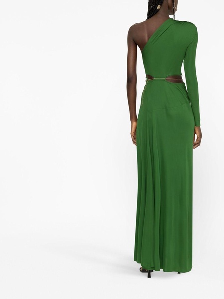 one-shoulder cut-out gown