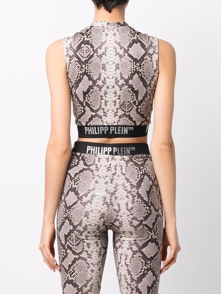 snakeskin-print cropped tank top