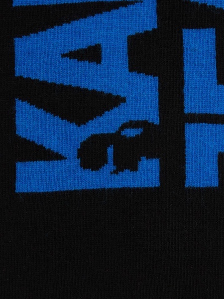 logo-embroidered knitted scarf