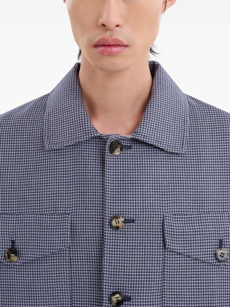 houndstooth-print flap-pocket shirt