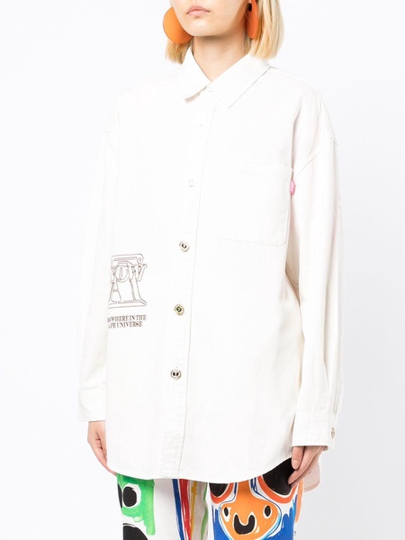 embroidered-logo oversized shirt