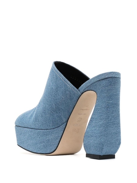 135mm denim platform mules 