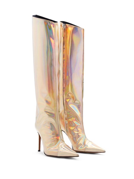 100mm holographic knee-high boots