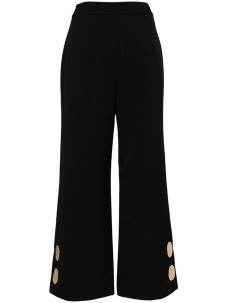 metallic-appliqué flared trousers