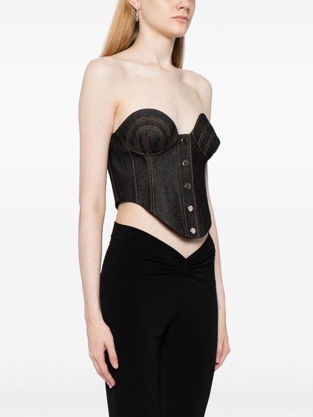 contrast-stitching denim corset