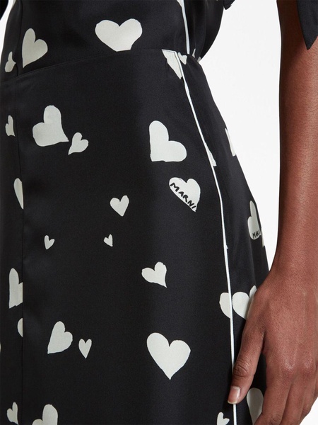 Bunch of Hearts silk flared skirt