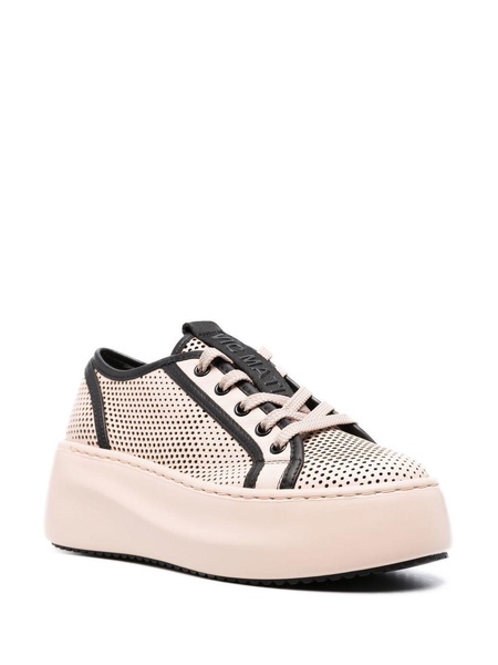 Travel perforated platform sneakers