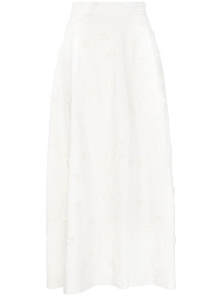 embroidered cotton midi skirt 