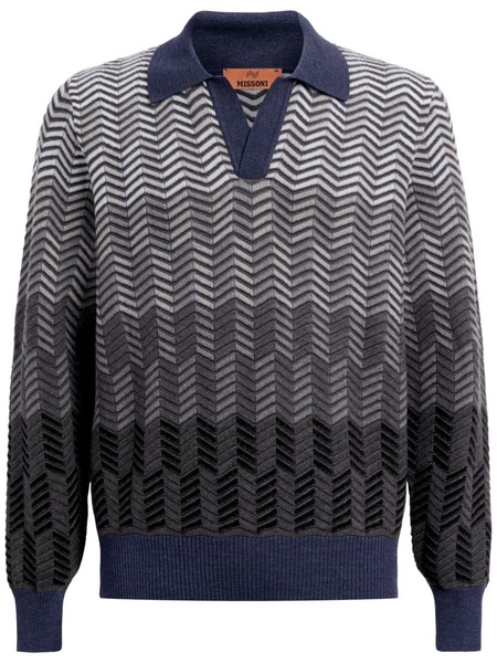 zigzag virgin-wool polo shirt