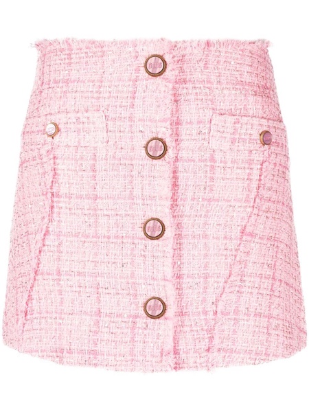 button-up tweed miniskirt