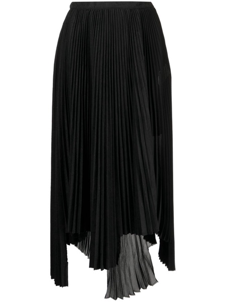 pleated handkerchief-hem skirt