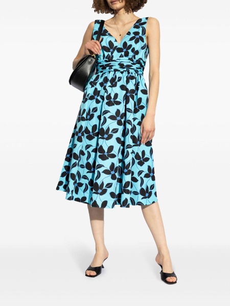 floral-print V-neck midi dress