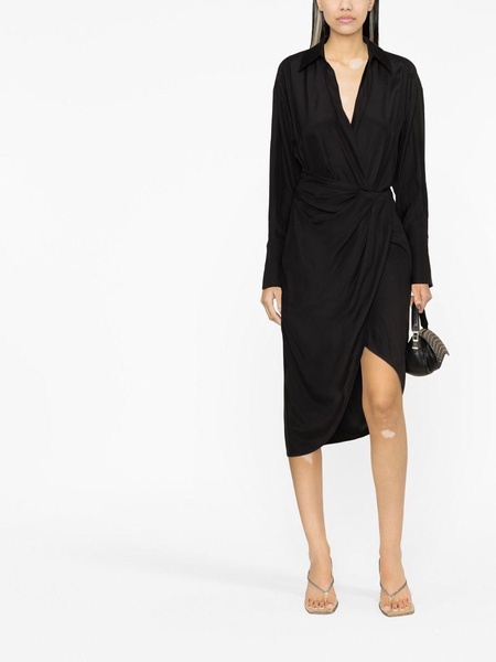 gathered-front shirt dress