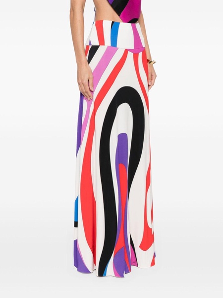 Marmo-print long skirt