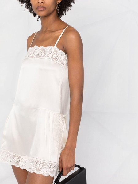 lace-trim silk slip dress