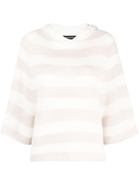 striped cashmere hooded top