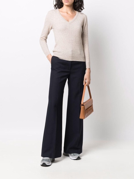 V-neck wool-silk jumper