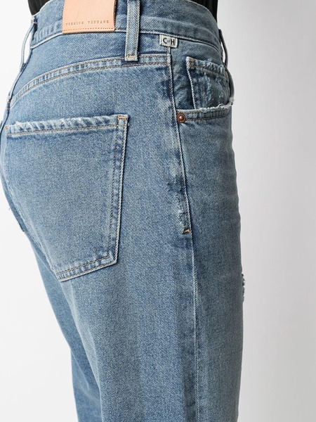 distressed-effect mid-rise cropped jeans 