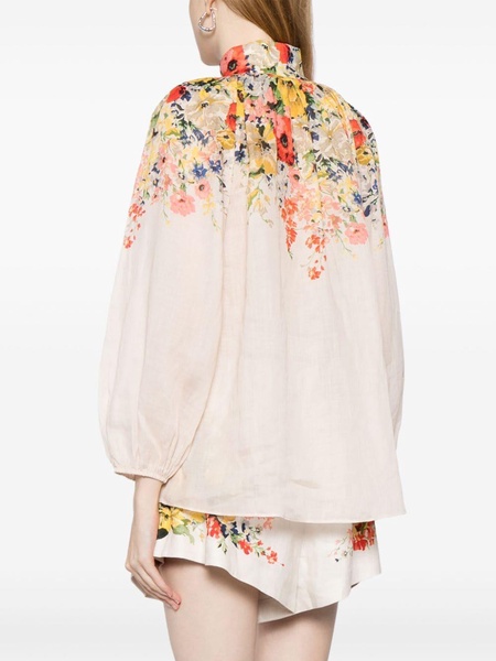 Alight floral-print linen blouse