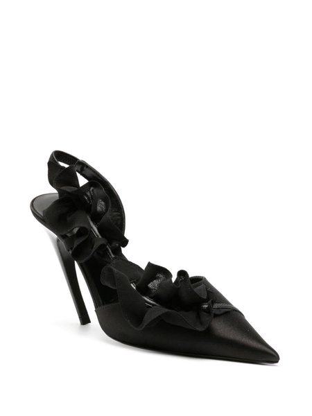 115mm ruffle-detail satin pumps