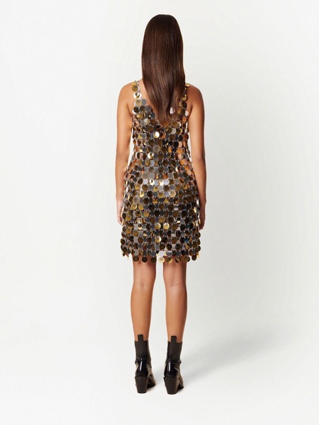 Gold-Tone Paillette-Chainmail Sparkle Mini Dress 