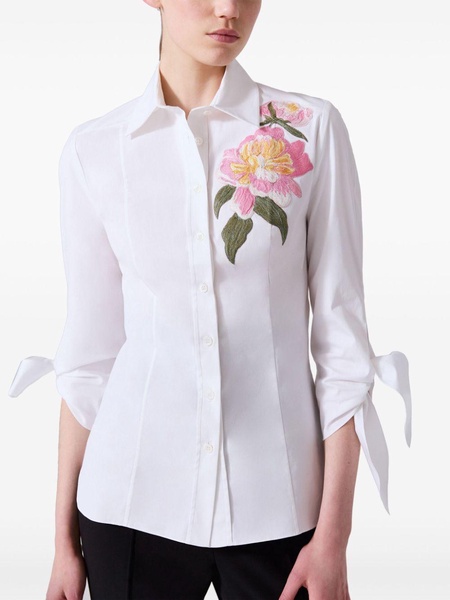 floral-embroidered shirt