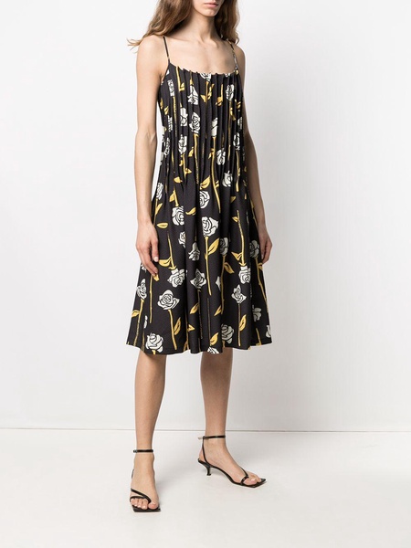 rose-print pleated dress