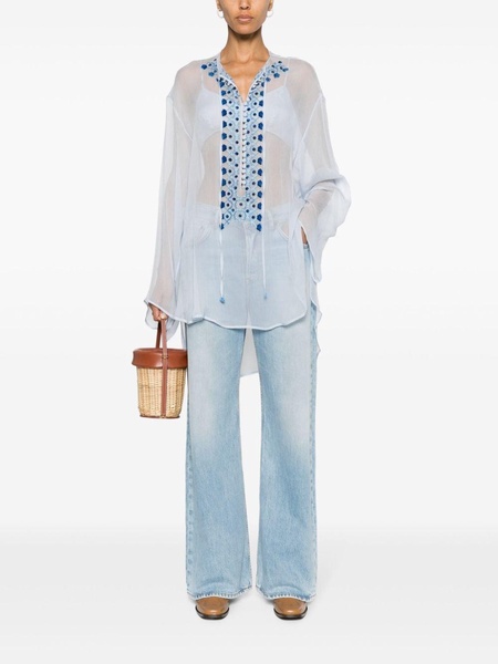 embroidered semi-sheer kaftan