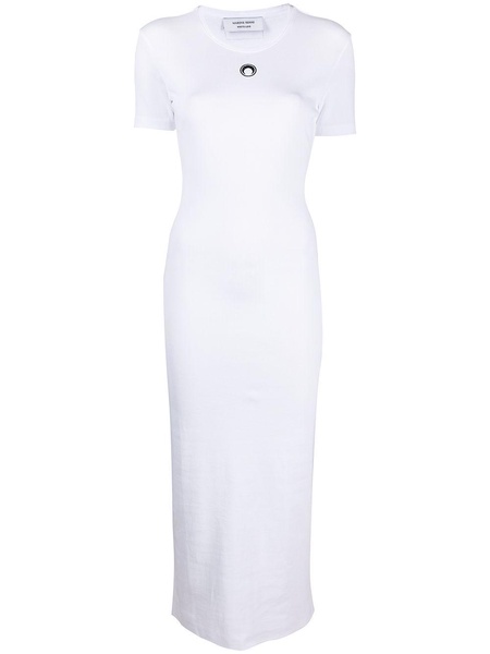 White Crescent Moon Ribbed Dress