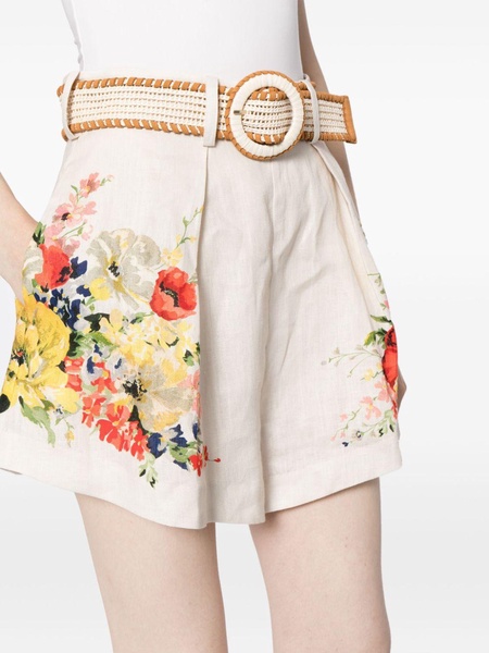 Alight floral-print linen shorts