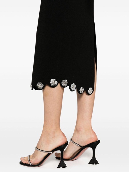 floral-appliqué pencil midi skirt