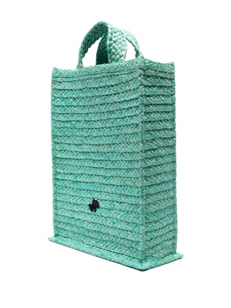 JP-patch raffia tote bag